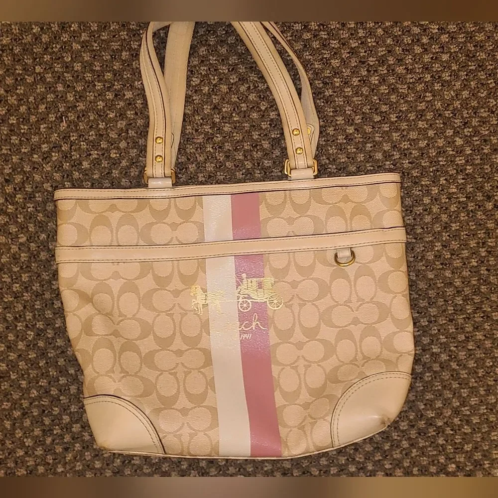 Coach Vintage Chelsea Signature Heritage Horse Carriage Tote Purse Bag + Wallet
